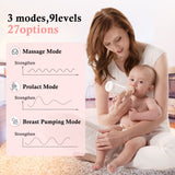 Double Electric Breast Pump, Portable Dual Breastfeeding Pump Anti-Backflow with Milk Collect Function Strong Suction 3 Modes 9 Levels, Pink