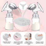 Double Electric Breast Pump, Portable Dual Breastfeeding Pump Anti-Backflow with Milk Collect Function Strong Suction 3 Modes 9 Levels, Pink