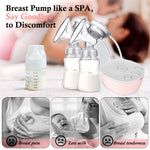 Double Electric Breast Pump, Portable Dual Breastfeeding Pump Anti-Backflow with Milk Collect Function Strong Suction 3 Modes 9 Levels, Pink