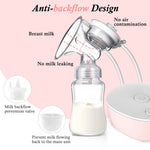 Double Electric Breast Pump, Portable Dual Breastfeeding Pump Anti-Backflow with Milk Collect Function Strong Suction 3 Modes 9 Levels, Pink