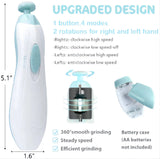 Baby Nail File Clippers Electric Trimmer for Newborn Toddler Kids Adult (White/Green)